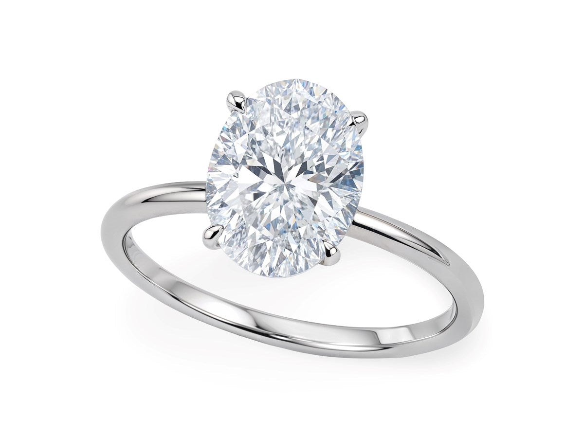 2 Carat Oval Lab Grown IGI G/VS1 Diamond Solitaire Ring in 14K White Gold