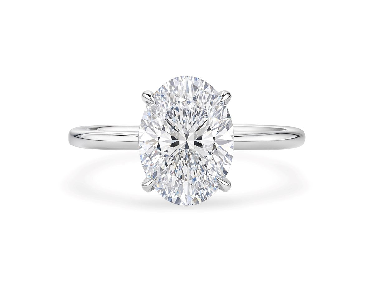 2 Carat Oval Lab Grown IGI G/VS1 Diamond Solitaire Ring in 14K White Gold