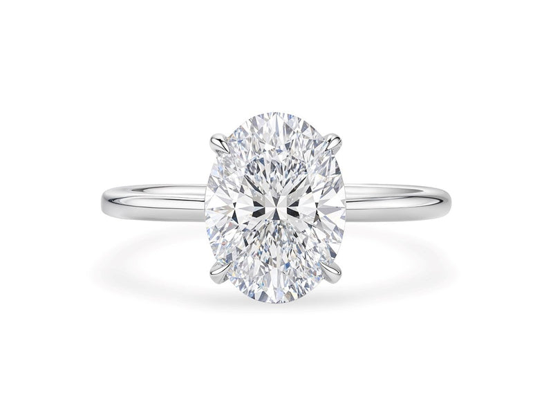2 Carat Oval Lab Grown IGI G/VS1 Diamond Solitaire Ring in 14K White Gold