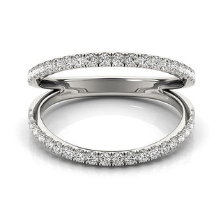 Split Band Design Diamond Embellished Ring in 14k White Gold (1/4 cttw)