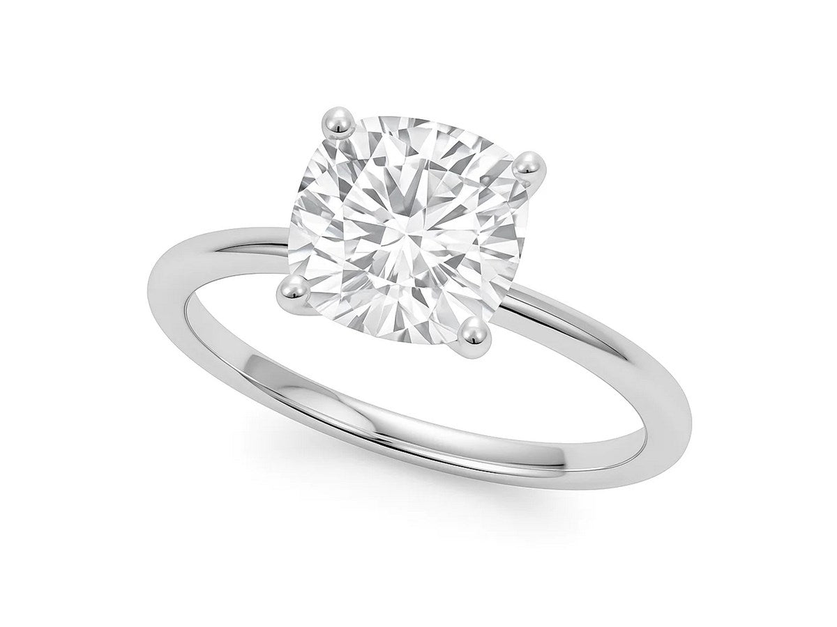 5 Carat Cushion Lab Grown IGI G/VS1 Diamond Solitaire Ring in 14K White Gold
