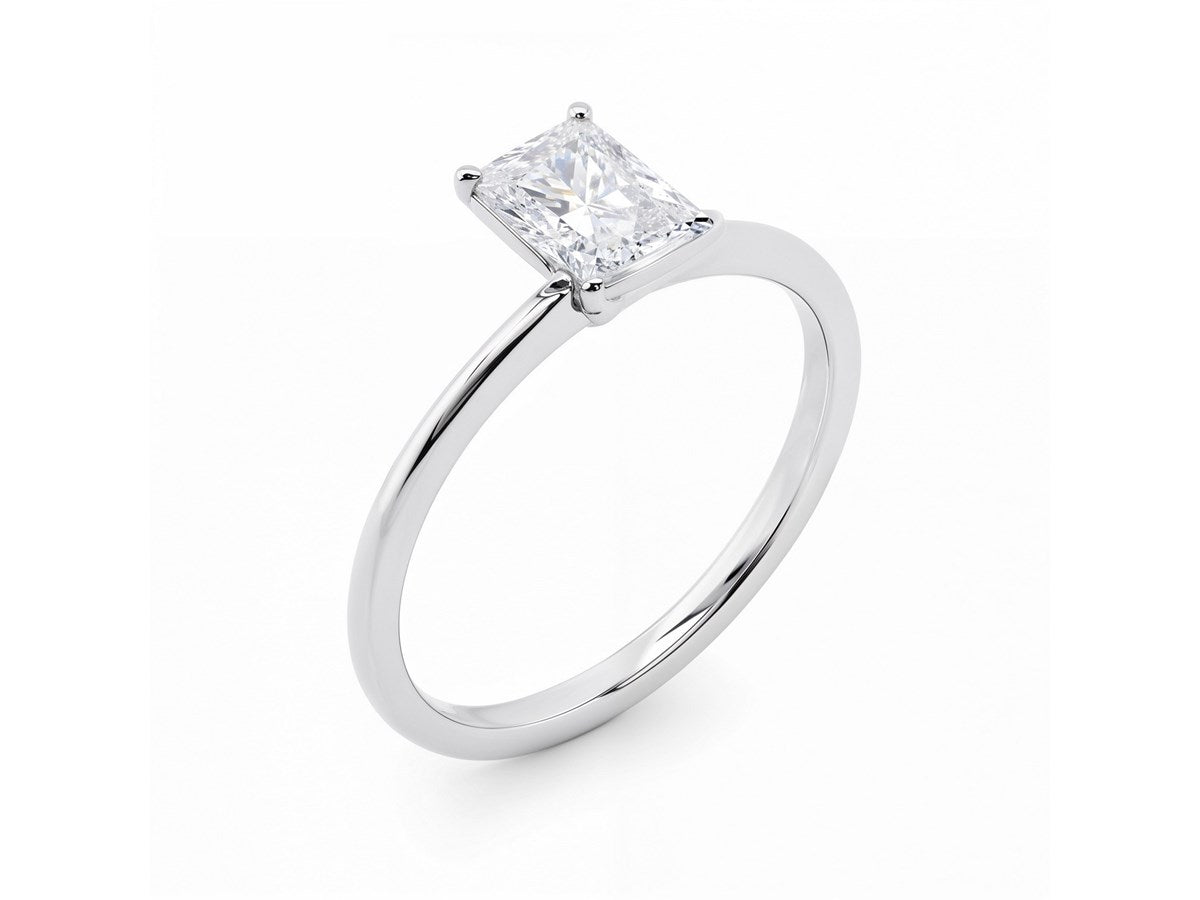 1 1/2 Carat Radiant Lab Grown IGI G/VS1 Diamond Solitaire Ring in 14K White Gold