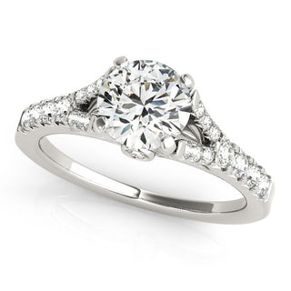 14k White Gold Split Shank Round Prong Set Diamond Engagement Ring (1 3/8 cttw)