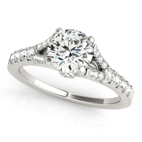 14k White Gold Split Shank Round Prong Set Diamond Engagement Ring (1 3/8 cttw)