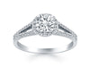 Diamond Halo Split Shank Engagement Ring in 14k White Gold