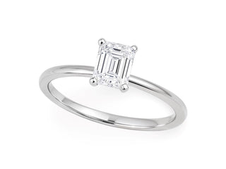 1 Carat Emerald Lab Grown IGI G/VS1 Diamond Solitaire Ring in 10K White Gold