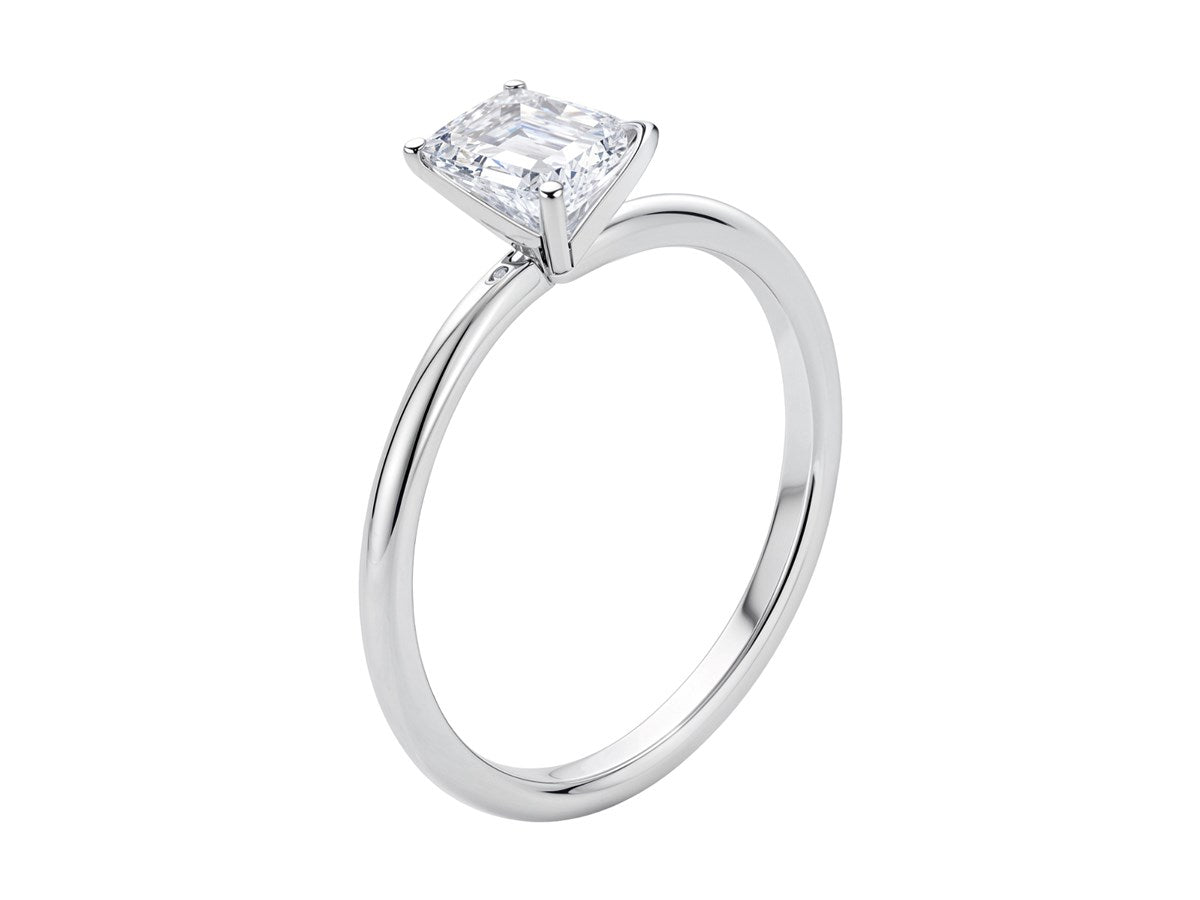 1 Carat Emerald Lab Grown IGI G/VS1 Diamond Solitaire Ring in 10K White Gold