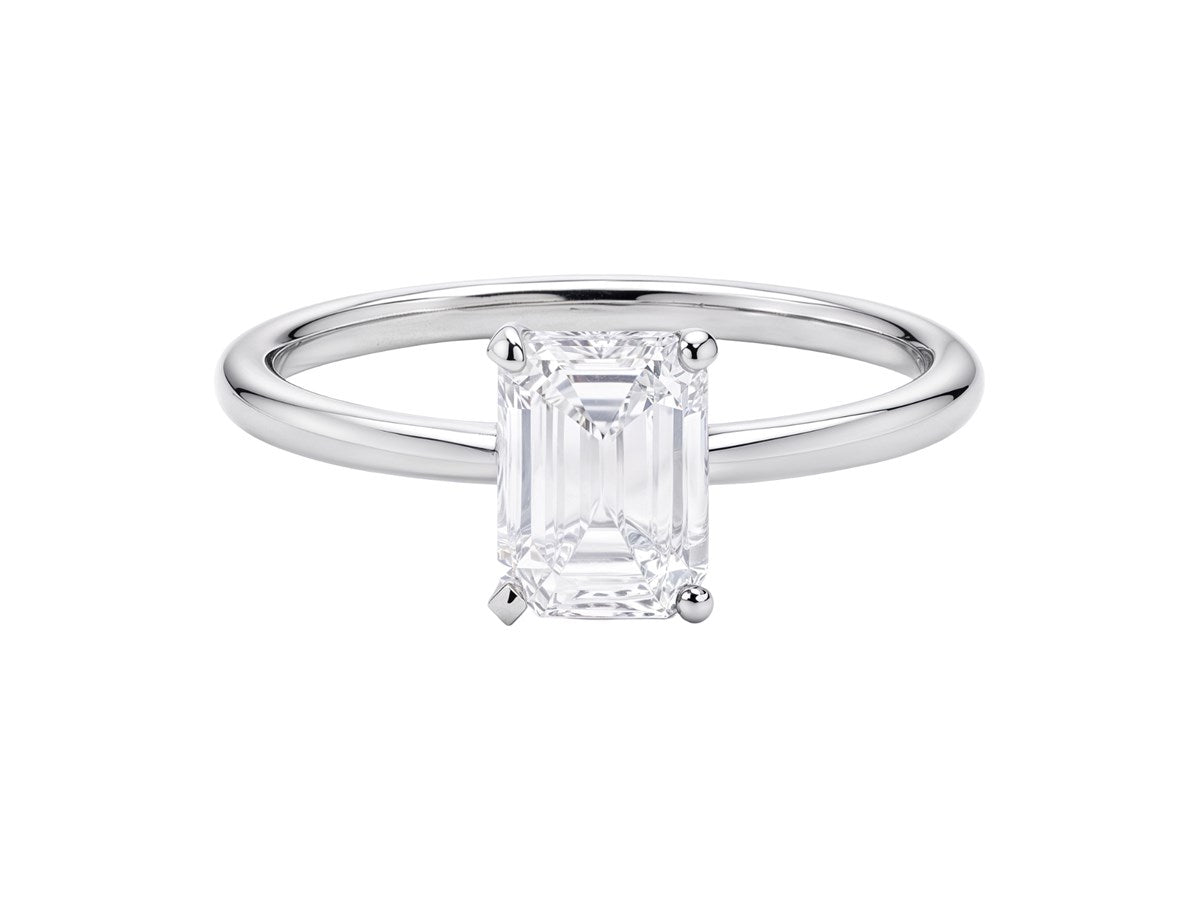 1 Carat Emerald Lab Grown IGI G/VS1 Diamond Solitaire Ring in 10K White Gold