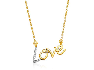 14k Yellow Gold 18 inch Necklace with Gold and Diamond Love Symbol