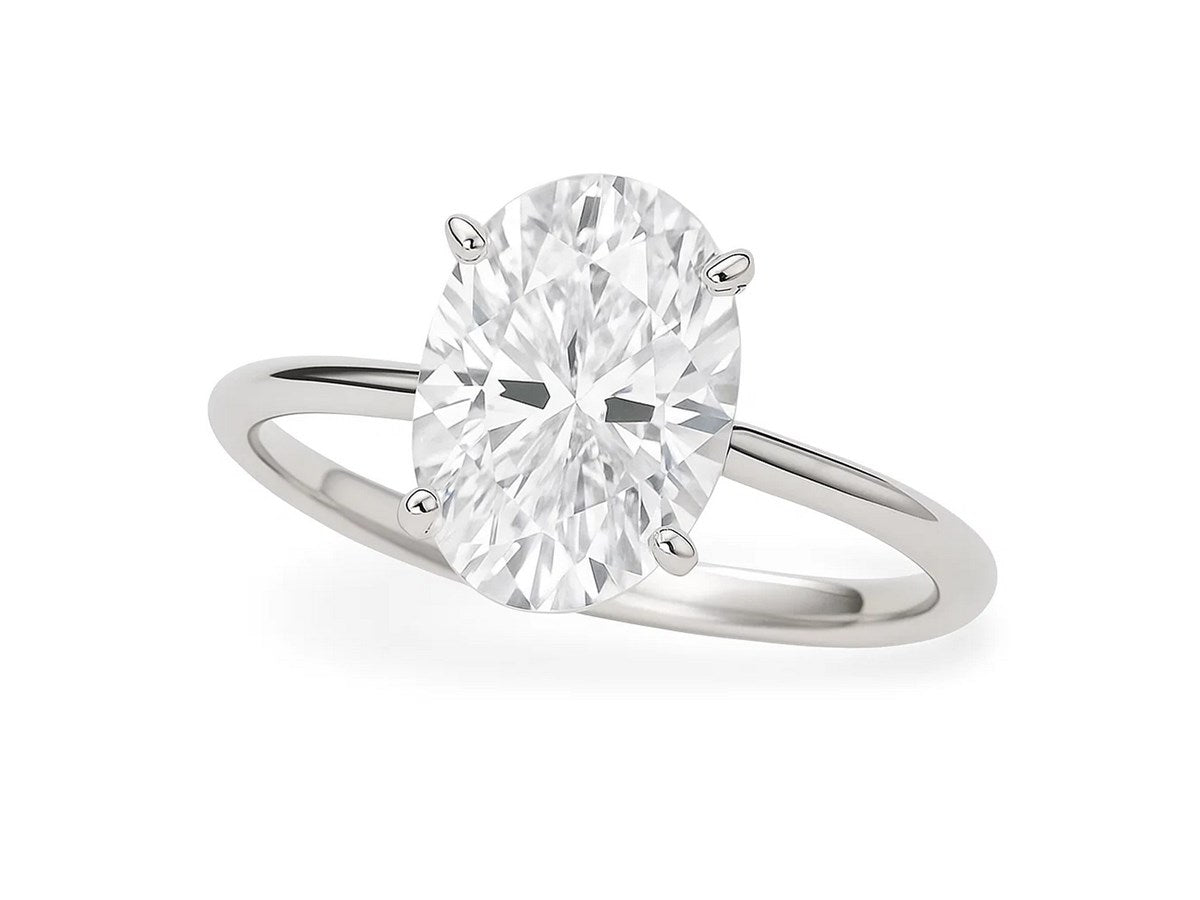 3 Carat Oval Lab Grown IGI G/VS1 Diamond Solitaire Ring in 14K White Gold