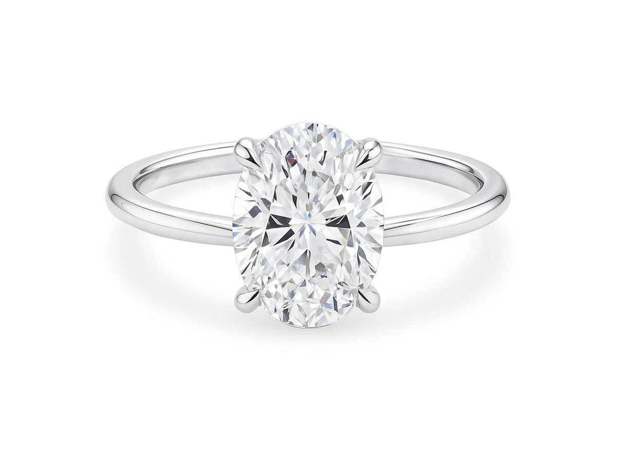 3 Carat Oval Lab Grown IGI G/VS1 Diamond Solitaire Ring in 14K White Gold