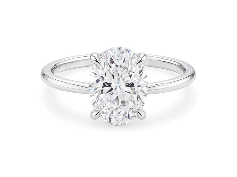 3 Carat Oval Lab Grown IGI G/VS1 Diamond Solitaire Ring in 14K White Gold