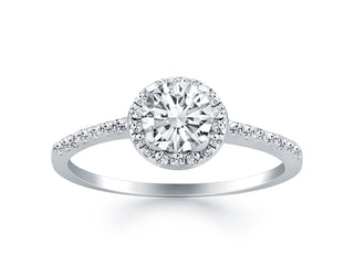 Diamond Halo Collar Engagement Ring in 14k White Gold