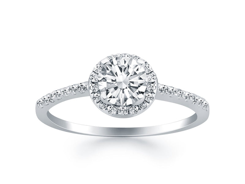 Diamond Halo Collar Engagement Ring in 14k White Gold