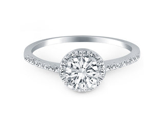 Diamond Halo Collar Engagement Ring in 14k White Gold