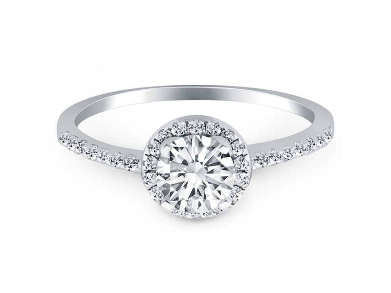 Diamond Halo Collar Engagement Ring in 14k White Gold