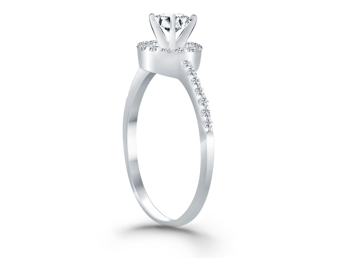 Diamond Halo Collar Engagement Ring in 14k White Gold