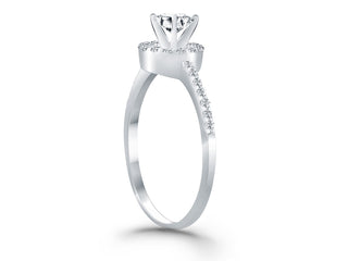 Diamond Halo Collar Engagement Ring in 14k White Gold