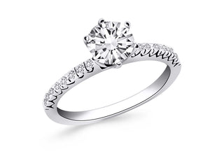 Engagement Ring with Fishtail Diamond Accents in 14k White Gold