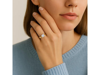 1.50Ct Princess Lab Grown IGI G/VS1 Diamond Ring in 10K Yellow Gold