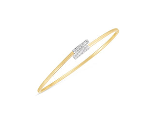 14k Two Tone Gold Diamond Bypass Bar Bangle (2.00 mm)