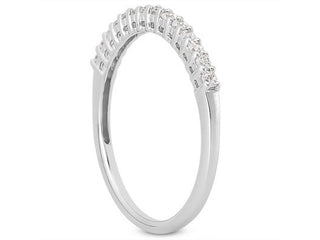 Shared Prong Diamond Wedding Ring Band with Airline in 14k White Gold
