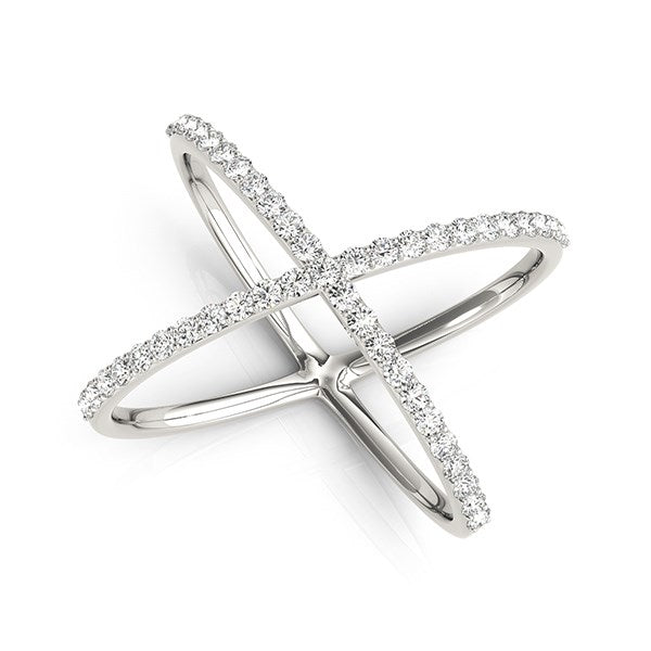 Diamond X Motif Ring in 14k White Gold (1/2 cttw)