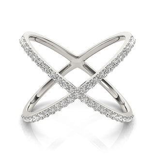 Diamond X Motif Ring in 14k White Gold (1/2 cttw)