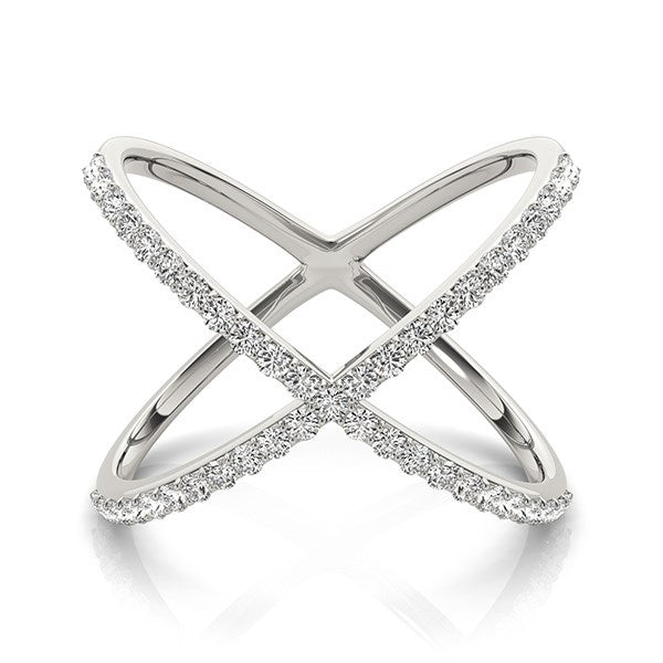 Diamond X Motif Ring in 14k White Gold (1/2 cttw)