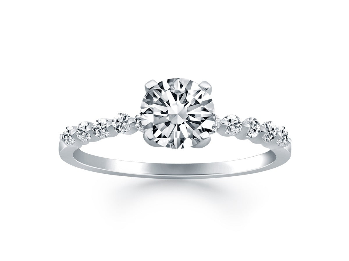 Diamond Engagement Ring with Shared Prong Diamond Accents in 14k White Gold
