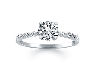 Diamond Engagement Ring with Shared Prong Diamond Accents in 14k White Gold