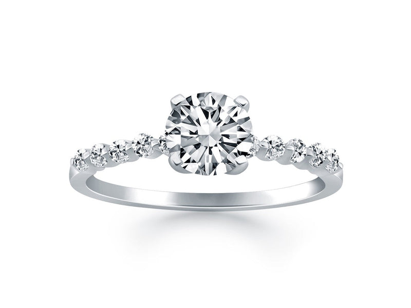 Diamond Engagement Ring with Shared Prong Diamond Accents in 14k White Gold