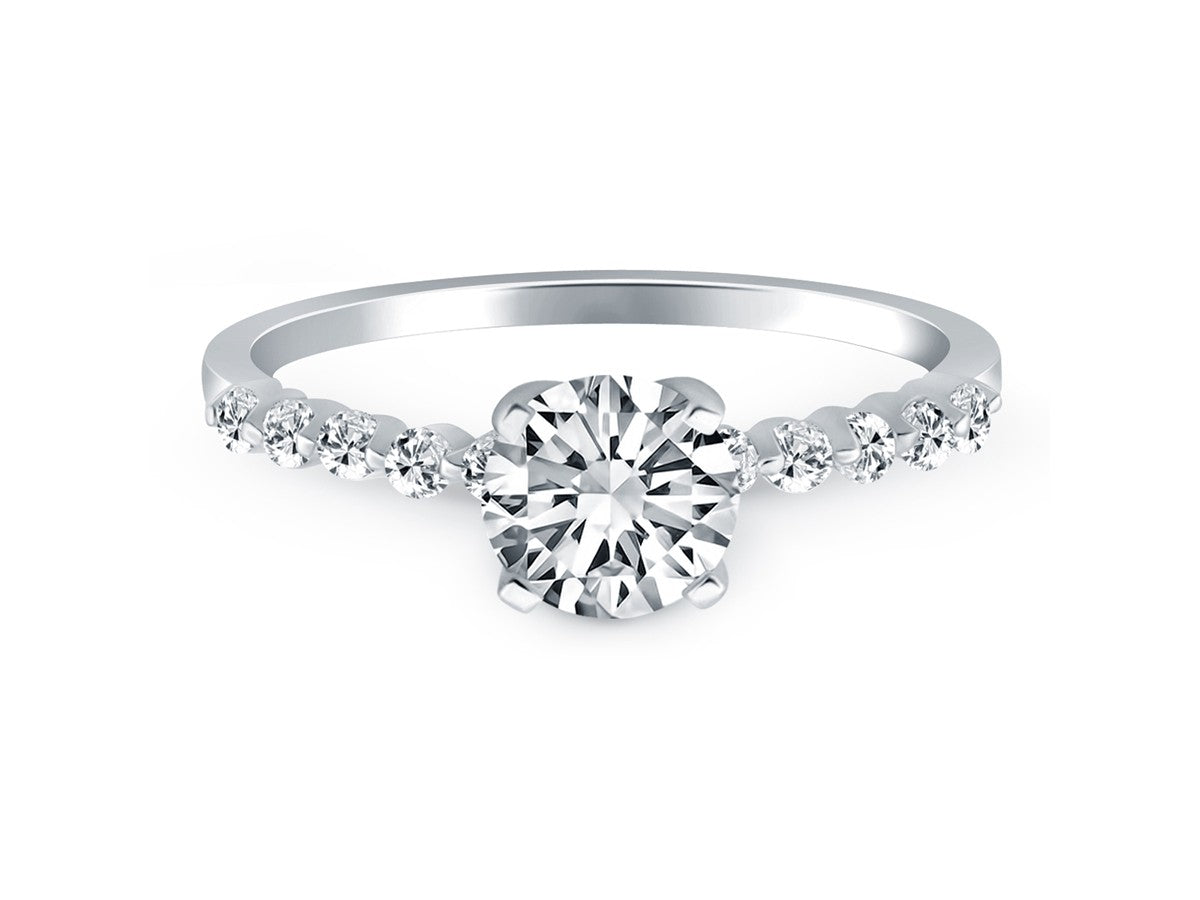 Diamond Engagement Ring with Shared Prong Diamond Accents in 14k White Gold