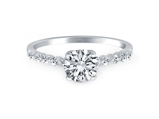Diamond Engagement Ring with Shared Prong Diamond Accents in 14k White Gold