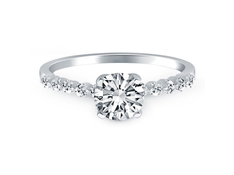 Diamond Engagement Ring with Shared Prong Diamond Accents in 14k White Gold