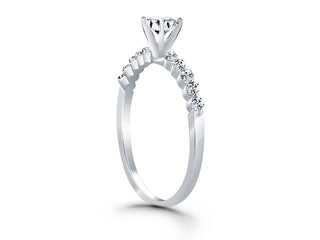 Diamond Engagement Ring with Shared Prong Diamond Accents in 14k White Gold