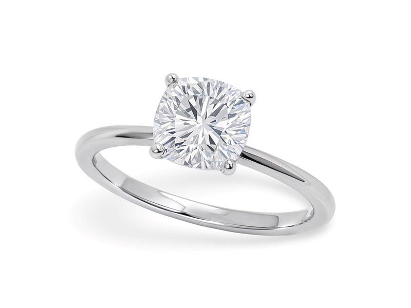 1 1/2 Carat Cushion Lab Grown IGI G/VS1 Diamond Solitaire Ring in 10K White Gold