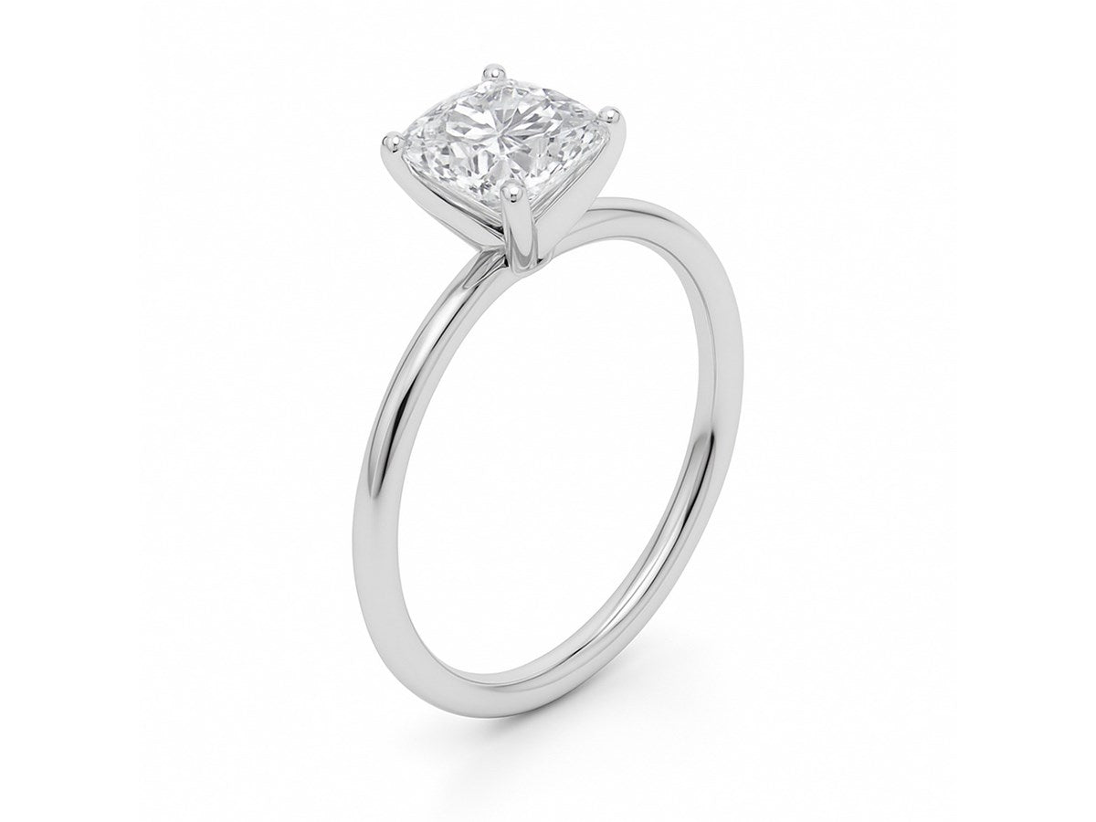 1 1/2 Carat Cushion Lab Grown IGI G/VS1 Diamond Solitaire Ring in 10K White Gold