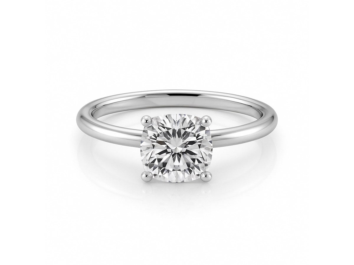 1 1/2 Carat Cushion Lab Grown IGI G/VS1 Diamond Solitaire Ring in 10K White Gold