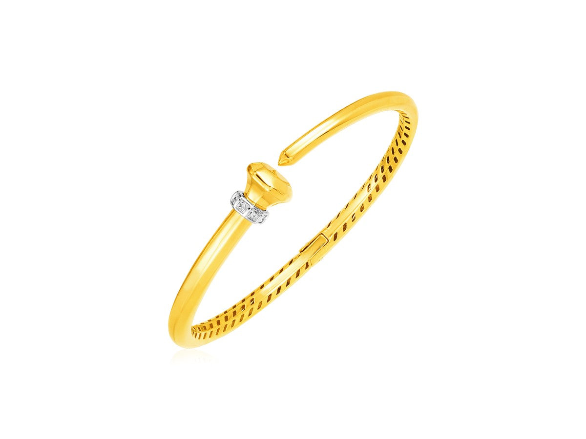 14k Yellow Gold Hinged Bangle Bracelet with Diamonds (3.40 mm)