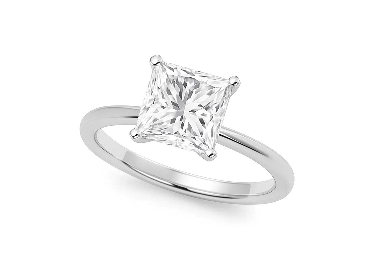 3 Carat Princess Lab Grown IGI G/VS1 Diamond Solitaire Ring in 14K White Gold