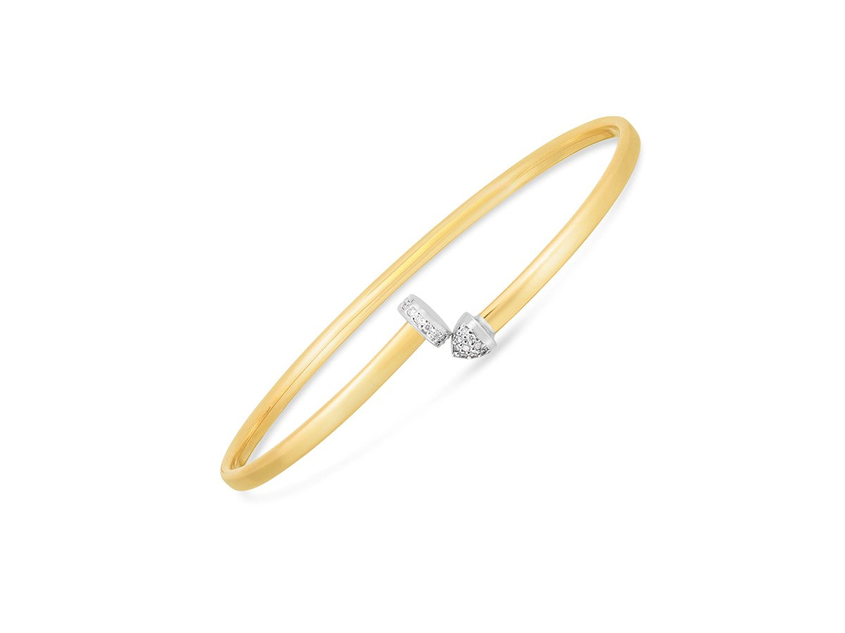 14k Two Tone Gold Diamond Hardware Bangle (3.00 mm)