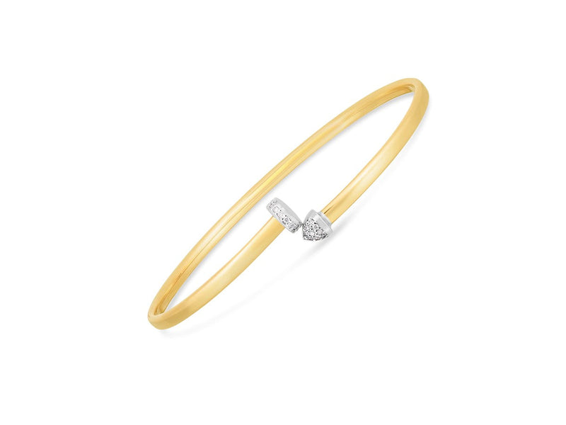 14k Two Tone Gold Diamond Hardware Bangle (3.00 mm)