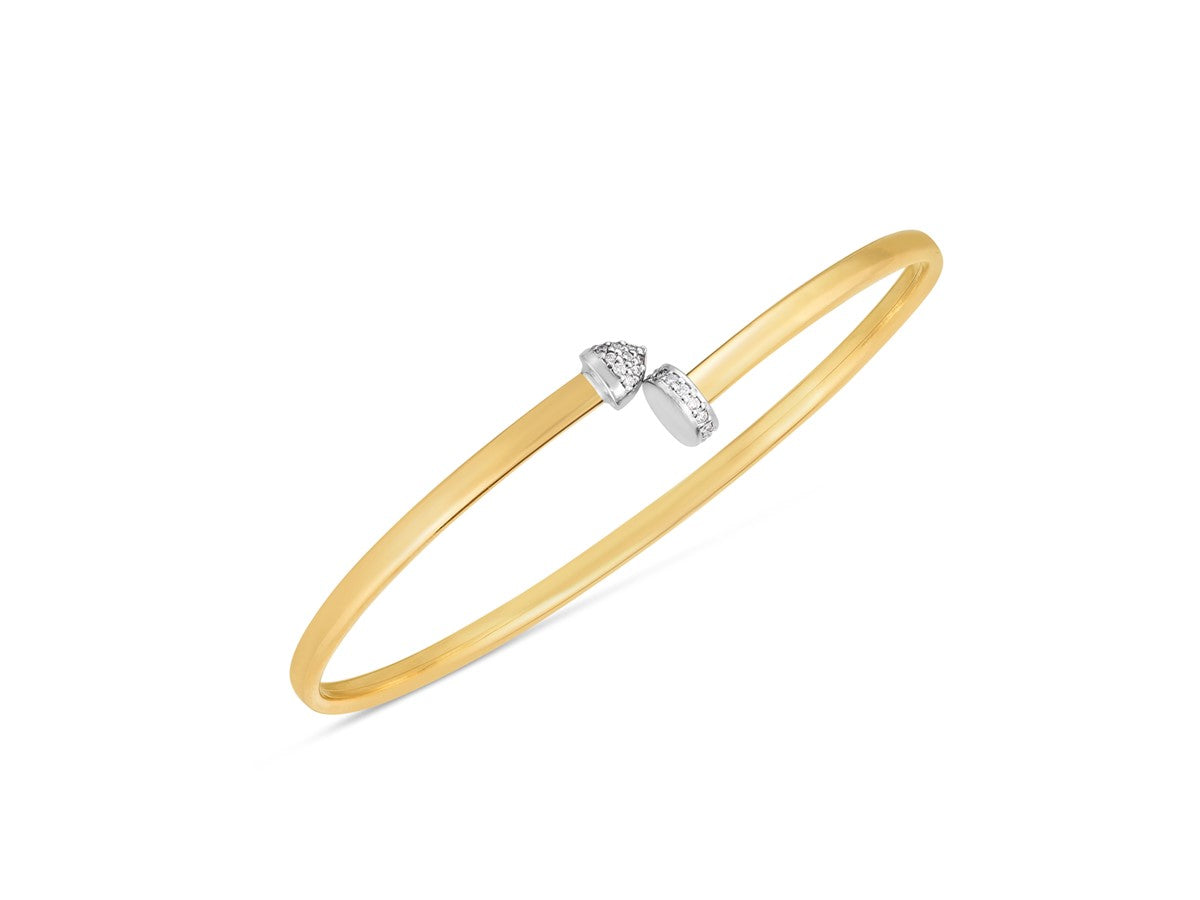 14k Two Tone Gold Diamond Hardware Bangle (3.00 mm)