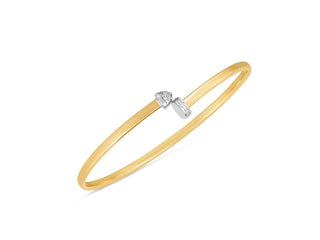 14k Two Tone Gold Diamond Hardware Bangle (3.00 mm)