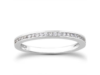 Slender Channel Set Diamond Wedding Ring Band in 14k White Gold