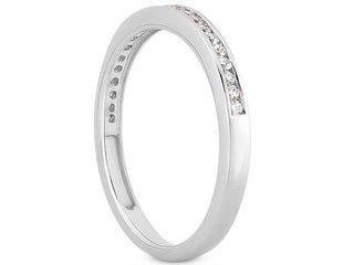 Slender Channel Set Diamond Wedding Ring Band in 14k White Gold