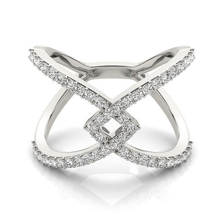 Interlaced Style Diamond Studded Ring in 14k White Gold (1/2 cttw)