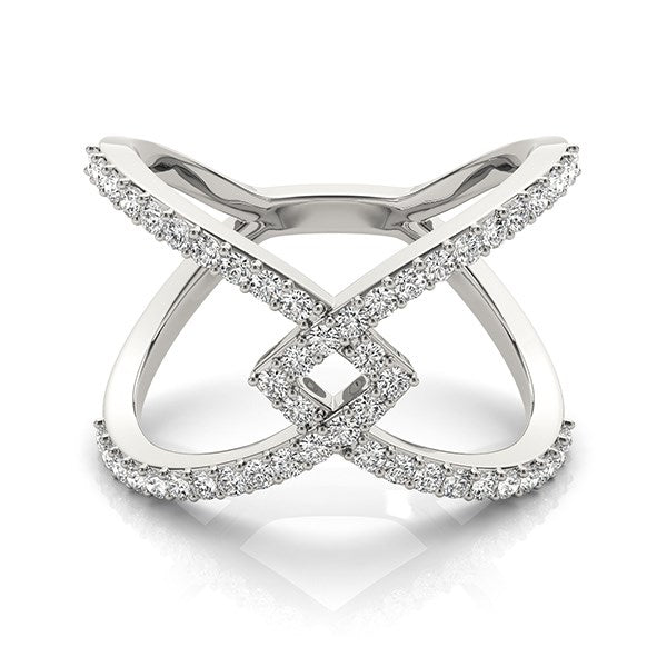 Interlaced Style Diamond Studded Ring in 14k White Gold (1/2 cttw)
