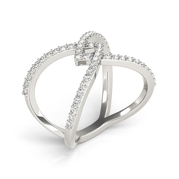 Interlaced Style Diamond Studded Ring in 14k White Gold (1/2 cttw)